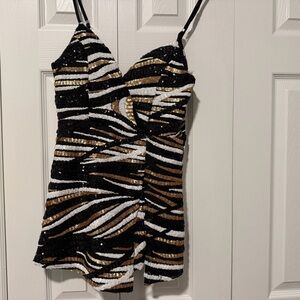 Luxxel Black and White Sequin Dress